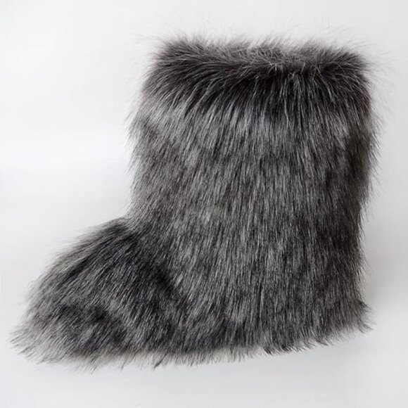 Neiman Marcus Lucine Faux Fur Italian Boots - Picture 1 of 4